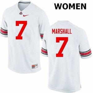 NCAA Ohio State Buckeyes Women's #7 Jalin Marshall White Nike Football College Jersey FBK5145TY
